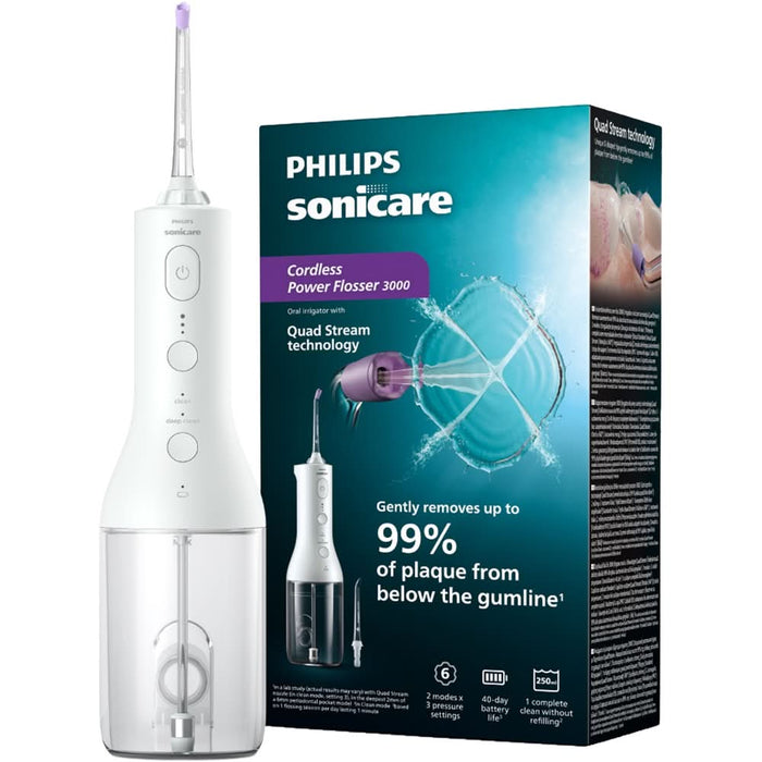 Irigator bucal PHILIPS Sonicare Cordless Power Flosser 3000 HX3826/31, 2 capete, alb WALTI