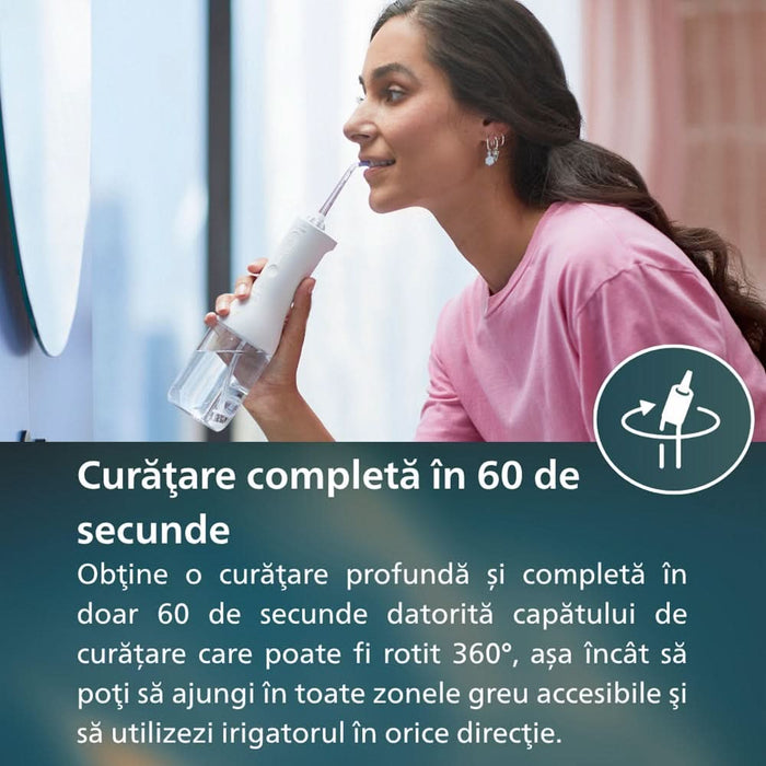 Irigator bucal PHILIPS Sonicare Cordless Power Flosser 3000 HX3826/31, 2 capete, alb WALTI