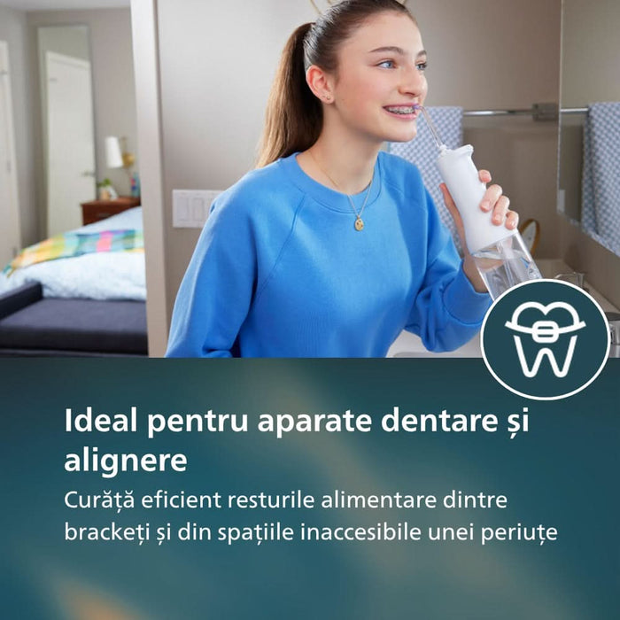 Irigator bucal PHILIPS Sonicare Cordless Power Flosser 3000 HX3826/31, 2 capete, alb WALTI