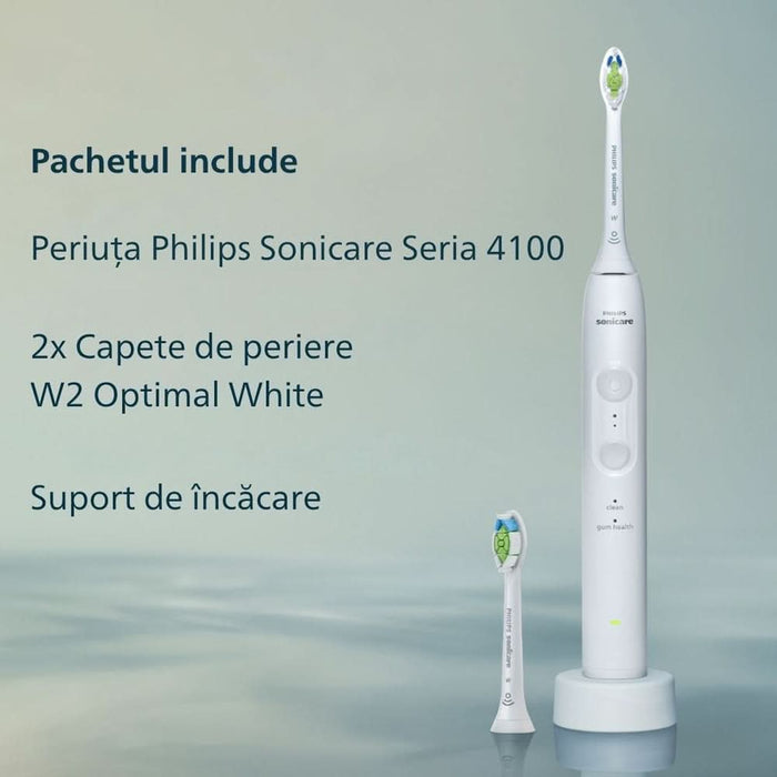 Periuta de dinti electrica HX4042/41, 31000 miscari/min, 4 programe, 2 capate, alb WALTI