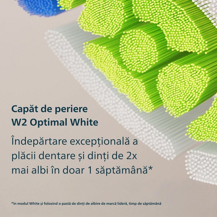 Set 2 Periute de dinti electrice PHILIPS Sonicare 5500 HX7119/01, 62000 miscari/min, 2 programe, 2 capete, alb-albastru inchis WALTI