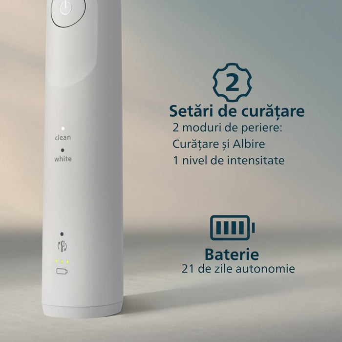 Set 2 Periute de dinti electrice PHILIPS Sonicare 5500 HX7119/01, 62000 miscari/min, 2 programe, 2 capete, alb-albastru inchis WALTI