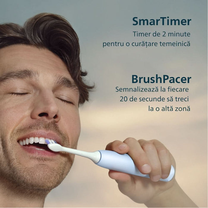 Periuta de dinti electrica PHILIPS Sonicare 6100 HX7406/02, 62000 miscari/min, 2 programe, 1 capat, albastru deschis WALTI