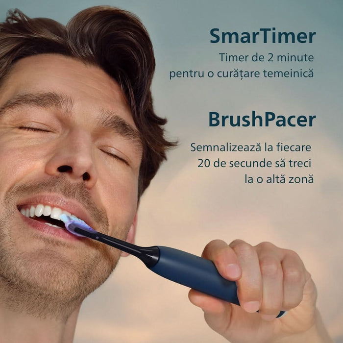 Periuta de dinti electrica PHILIPS Sonicare 7100 HX7423/01, 62000 miscari/min, 4 programe, 2 capete, albastru inchis WALTI