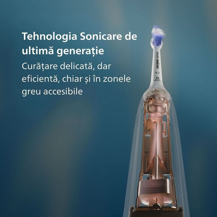 Periuta de dinti electrica PHILIPS Sonicare DiamondClean Series 9000 HX9911/84, 62000 miscari/min, 4 programe, 1 capat, roz WALTI