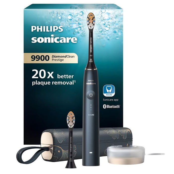 Periuta de dinti electrica PHILIPS Sonicare Prestige 9900 HX9992/42, 62000 miscari/min, 5 programe,  2 capete A3 Premium All in-One, Midnight Blue WALTI