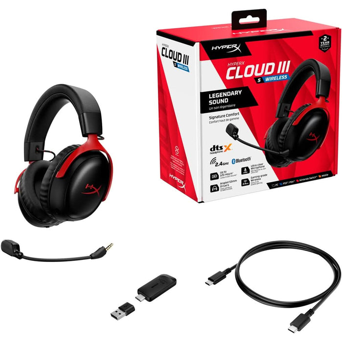 Casti Gaming Wireless HyperX Cloud III S, DTS Headphone:X Spatial Audio, multiplatforma, negru-rosu WALTI