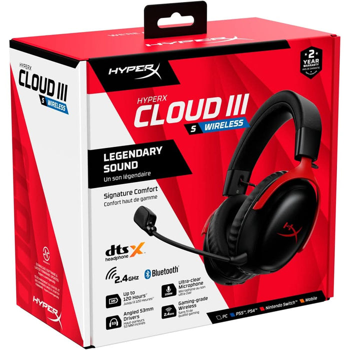 Casti Gaming Wireless HyperX Cloud III S, DTS Headphone:X Spatial Audio, multiplatforma, negru-rosu WALTI