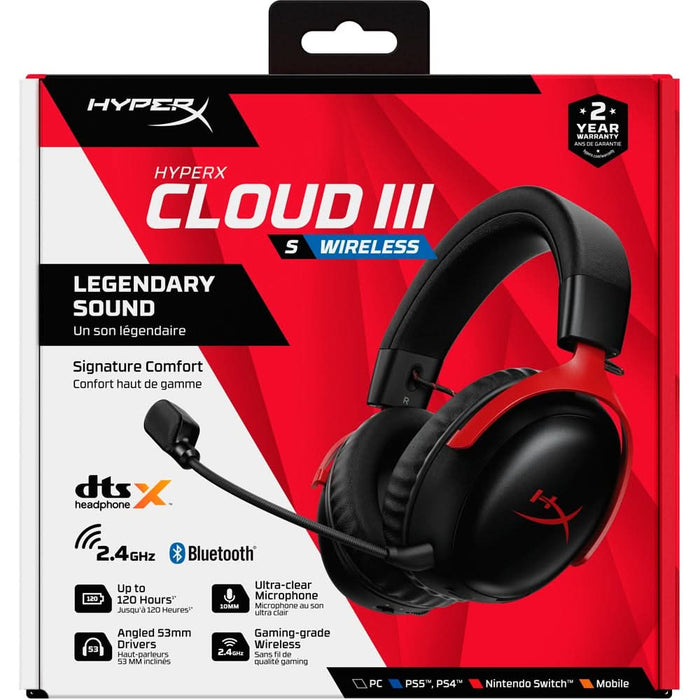 Casti Gaming Wireless HyperX Cloud III S, DTS Headphone:X Spatial Audio, multiplatforma, negru-rosu WALTI