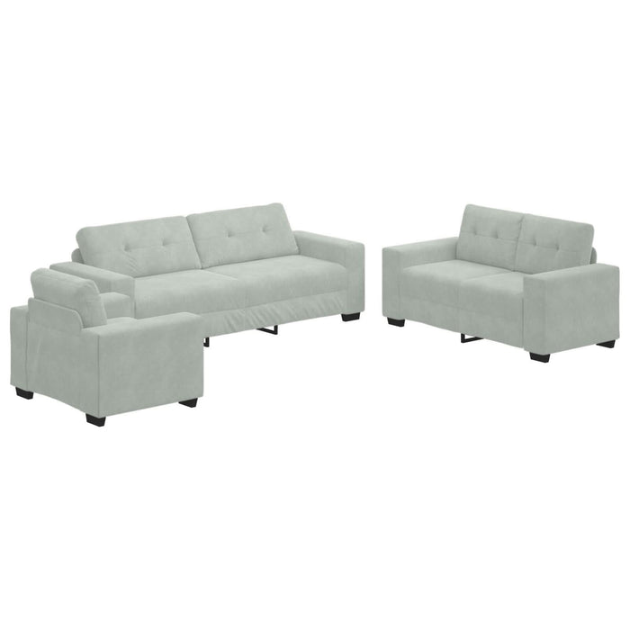 Set canapea, 3 piese, perne gri deschis, catifea - WALTI WALTI