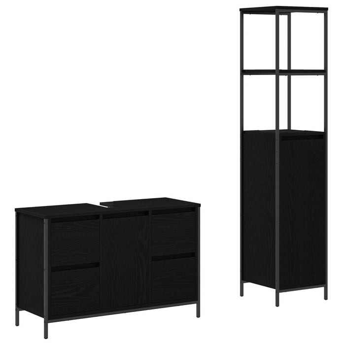 Set de mobilier pentru baie 2 piese vidaXL din lemn ingineresc, stejar negru - WALTI WALTI