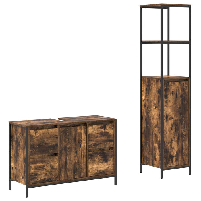 Set de baie din 2 piese, stejar fumuriu, lemn compozit - WALTI WALTI
