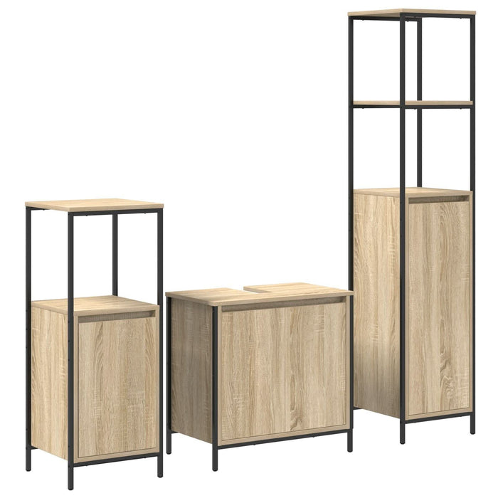 Set de Mobilier pentru Baie 3 Piese din Stejar Sonoma și Lemn Prelucrat - WALTI WALTI