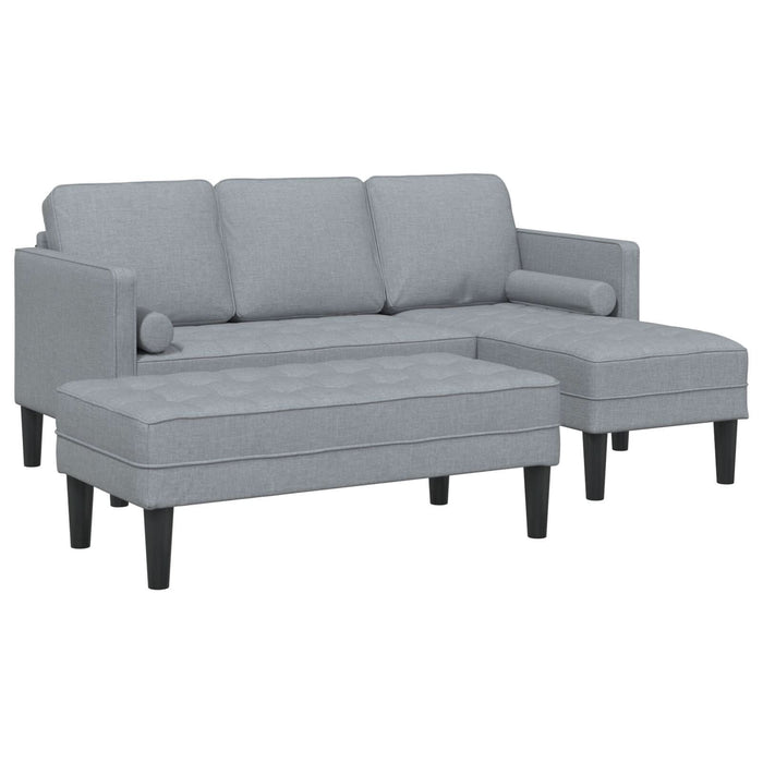 Set de canapea de 2 piese cu perne din material textil gri deschis - WALTI WALTI