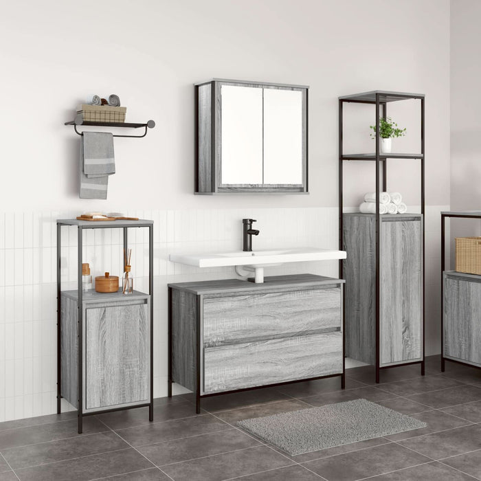 Set mobilier baie, 3 piese, gri sonoma, lemn prelucrat - WALTI WALTI