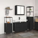 Set de mobilier pentru baie 3 piese - Stejar negru din lemn prelucrat - WALTI WALTI