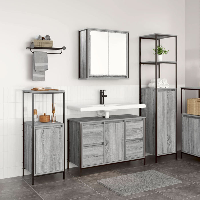 Set mobilier baie 3 piese lemn prelucrat gri sonoma - WALTI WALTI