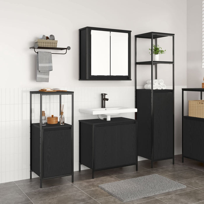 Set de mobilă pentru baie 3 piese vidaXL din lemn compozit stejar negru - WALTI WALTI