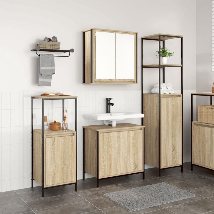 Set de Mobilier pentru Baie 3 Piese din Stejar Sonoma și Lemn Prelucrat - WALTI WALTI