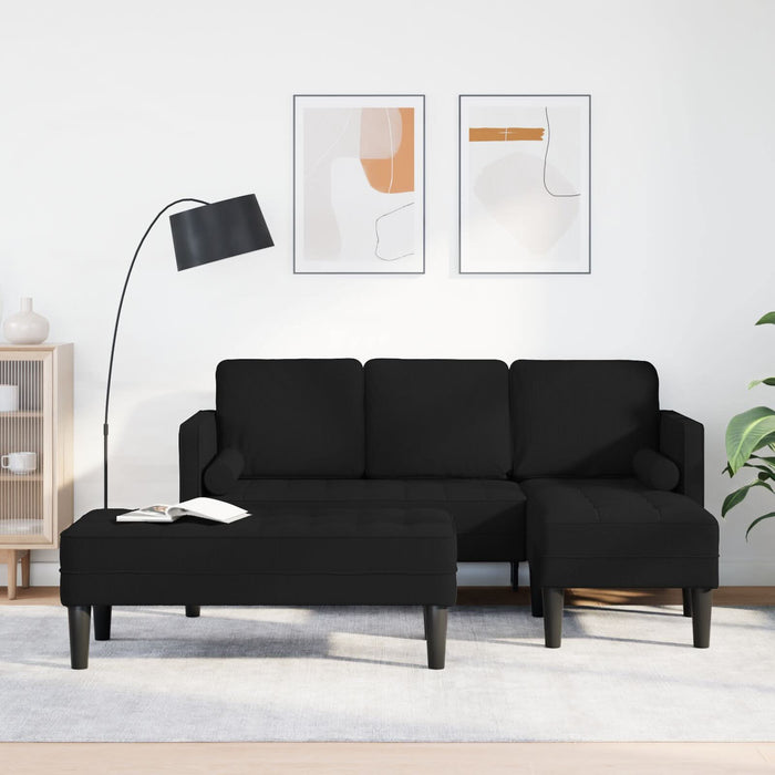 Set canapea de 2 piese cu perne din material negru - WALTI WALTI