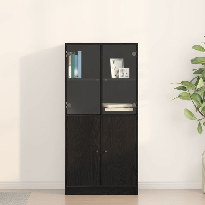 Dulap înalt cu uși, stejar negru, 68x37x142 cm, lemn prelucrat - WALTI WALTI