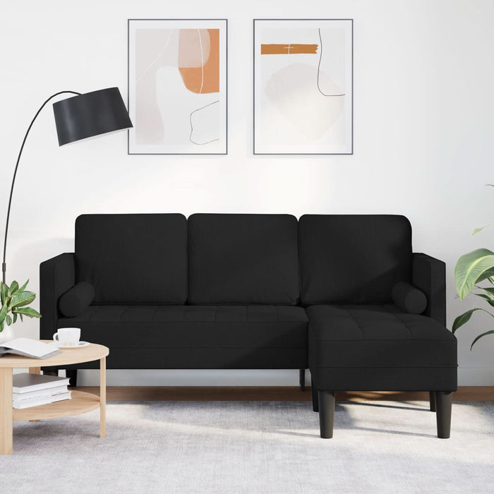 Canapea L cu 3 locuri Neagră 160 cm Textil - WALTI WALTI