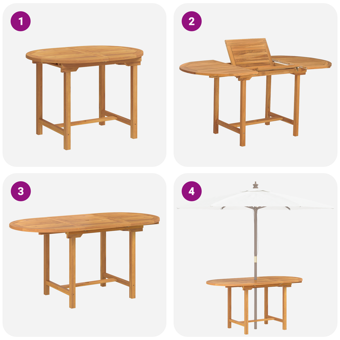 Set de dining pentru grădină din lemn solid de tec de 7 piese - WALTI WALTI