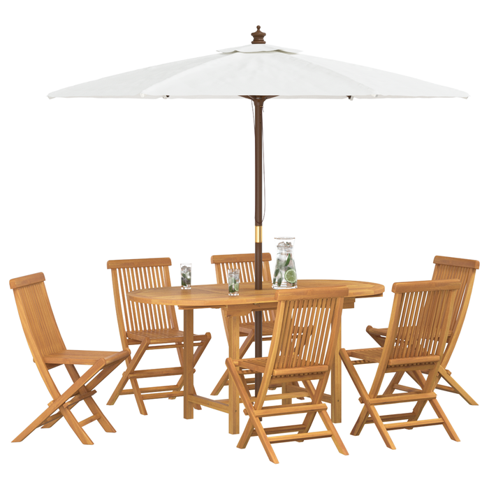 Set de dining pentru grădină din lemn solid de tec de 7 piese - WALTI WALTI