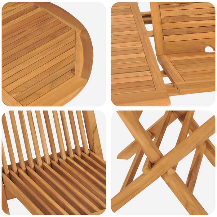 Set de dining pentru gradină 5 piese din lemn masiv de tec - WALTI WALTI