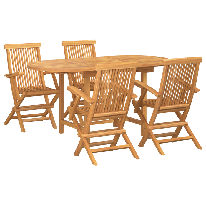 Set de dining pentru gradină 5 piese din lemn masiv de tec - WALTI WALTI