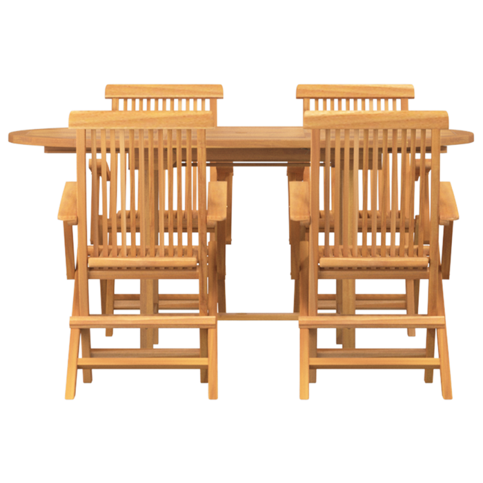 Set de dining pentru gradină 5 piese din lemn masiv de tec - WALTI WALTI