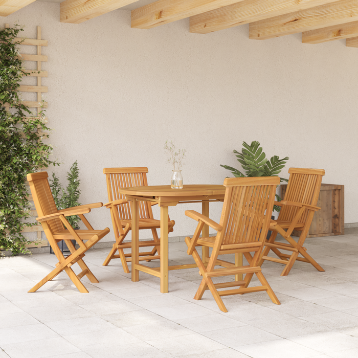 Set de dining pentru gradină 5 piese din lemn masiv de tec - WALTI WALTI