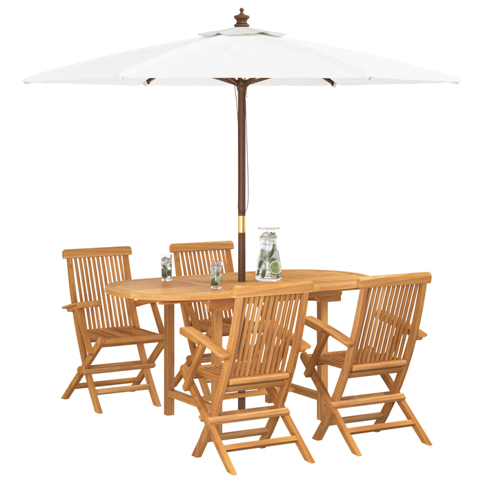 Set de dining pentru gradină 5 piese din lemn masiv de tec - WALTI WALTI