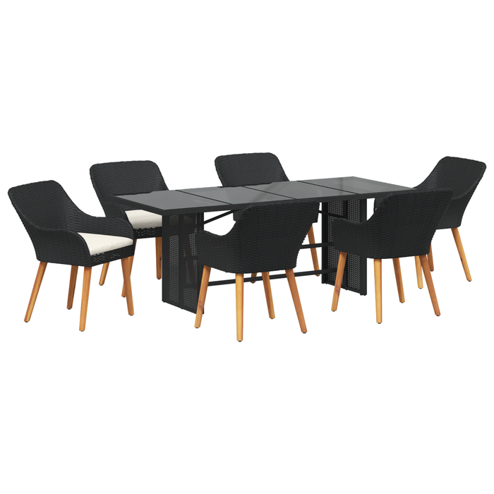 Set de dining pentru grădină 7 piese Negru Ratan Poli - WALTI WALTI