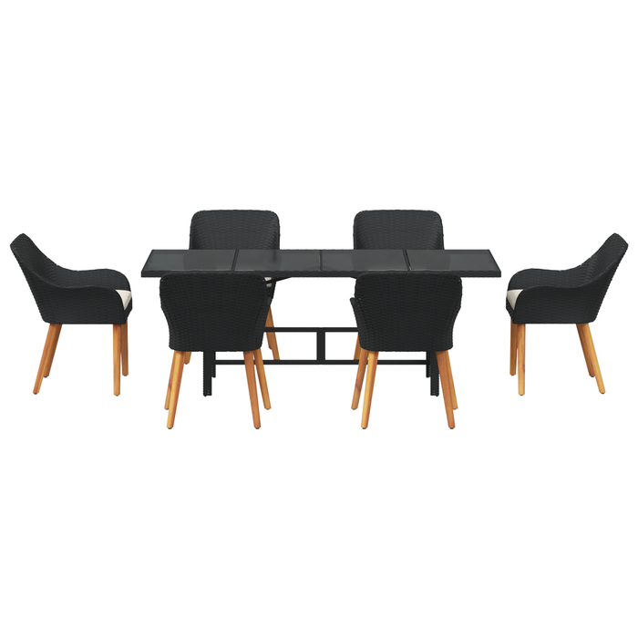 Set de dining pentru grădină 7 piese Negru Ratan Poli - WALTI WALTI