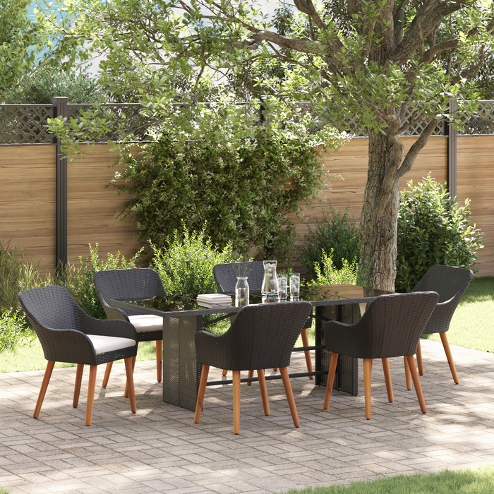 Set de dining pentru grădină 7 piese Negru Ratan Poli - WALTI WALTI