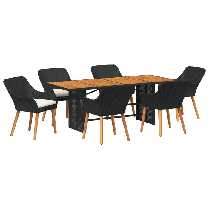 Set dining grădină 7 piese Negru poliratan - WALTI WALTI