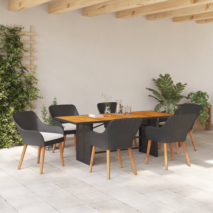 Set dining grădină 7 piese Negru poliratan - WALTI WALTI