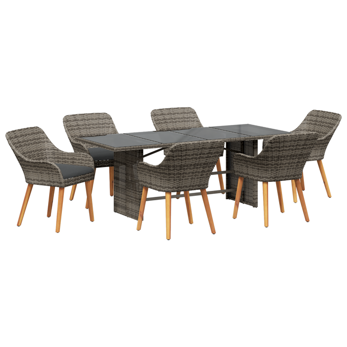 Set de dining pentru grădină cu 7 piese din ratan gri - WALTI WALTI