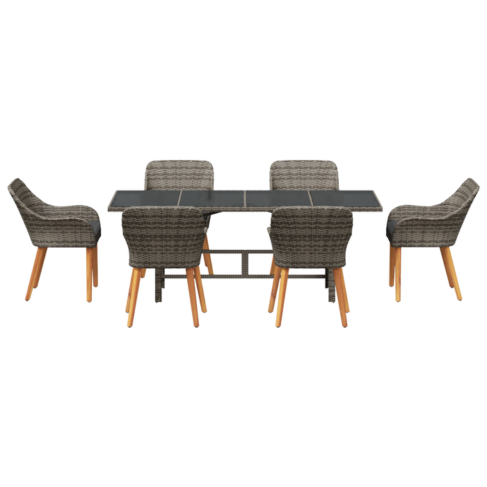 Set de dining pentru grădină cu 7 piese din ratan gri - WALTI WALTI
