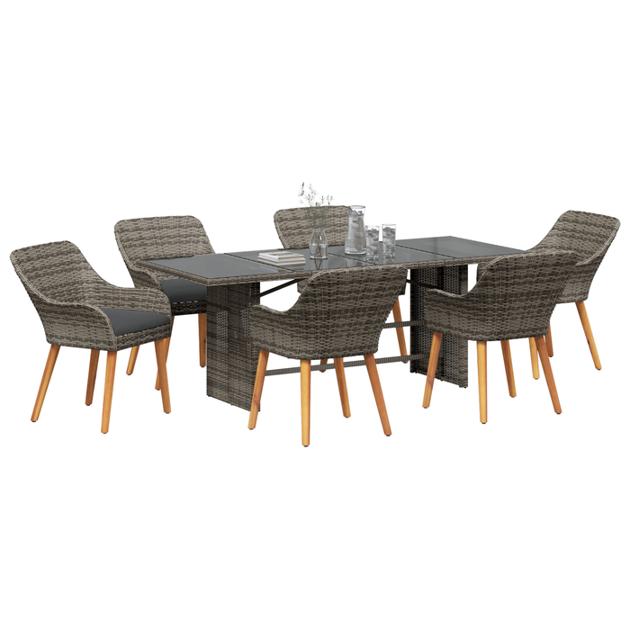 Set de dining pentru grădină cu 7 piese din ratan gri - WALTI WALTI