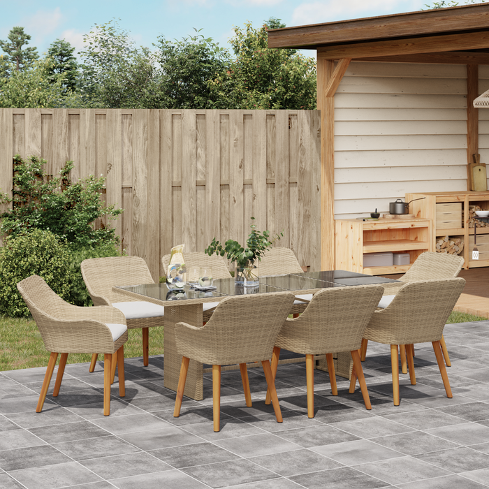 Set de dining pentru grădină 9 piese bej din rattan polimeric - WALTI WALTI