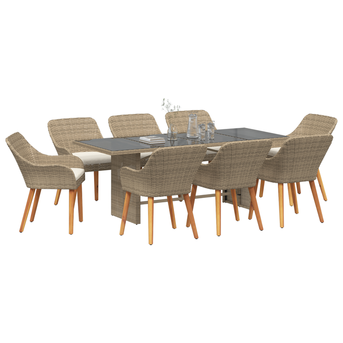 Set de dining pentru grădină 9 piese bej din rattan polimeric - WALTI WALTI