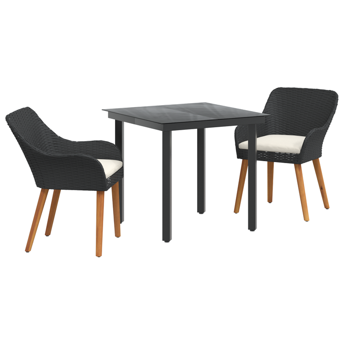 Set de Dining pentru Grădină 3 Piese Negru din Poliratan - WALTI WALTI