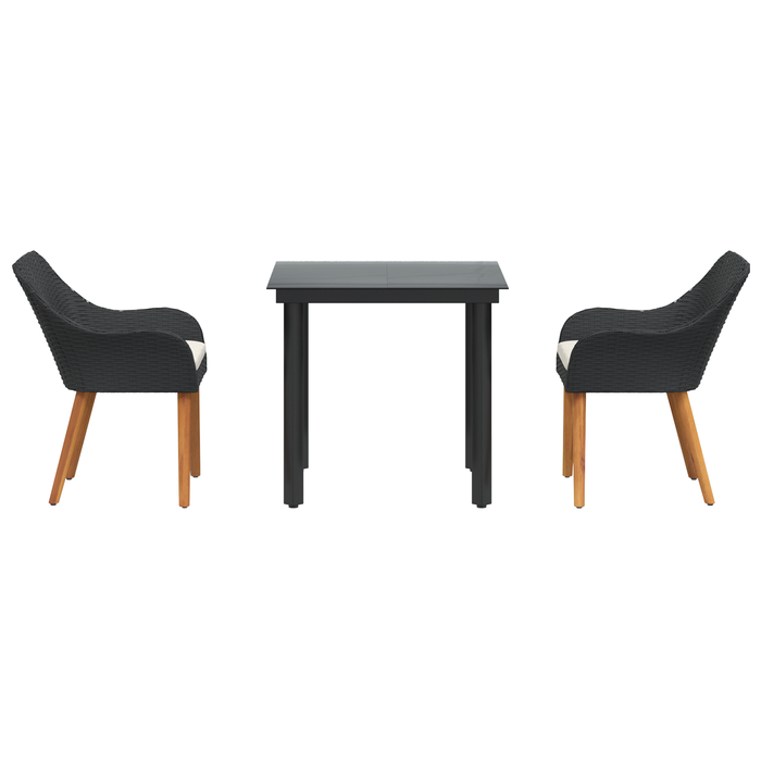 Set de Dining pentru Grădină 3 Piese Negru din Poliratan - WALTI WALTI