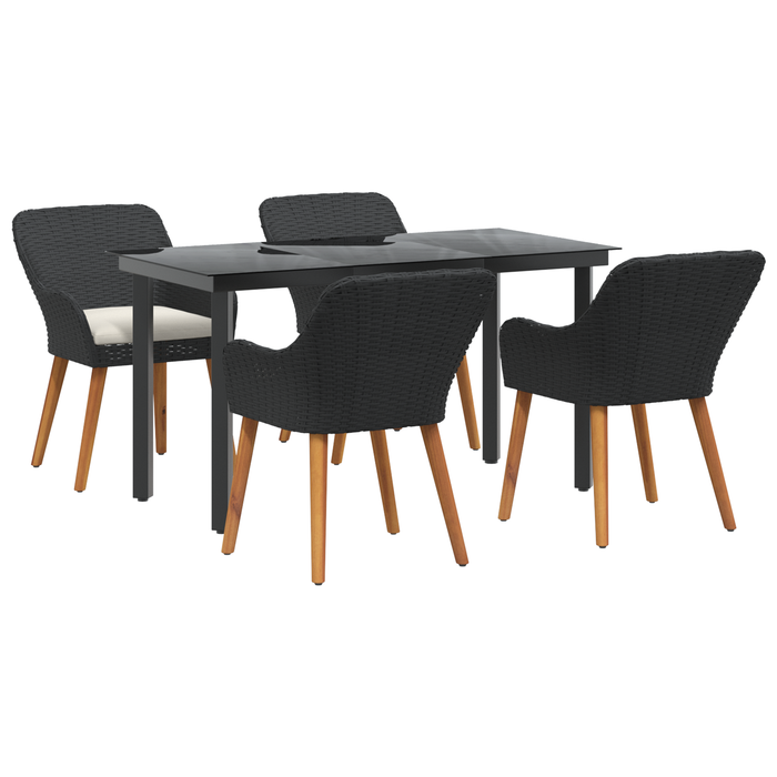 Set dining grădină 5 piese poliratan negru - WALTI WALTI