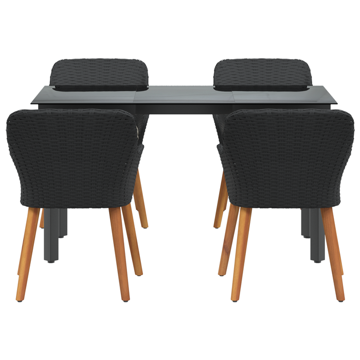 Set dining grădină 5 piese poliratan negru - WALTI WALTI