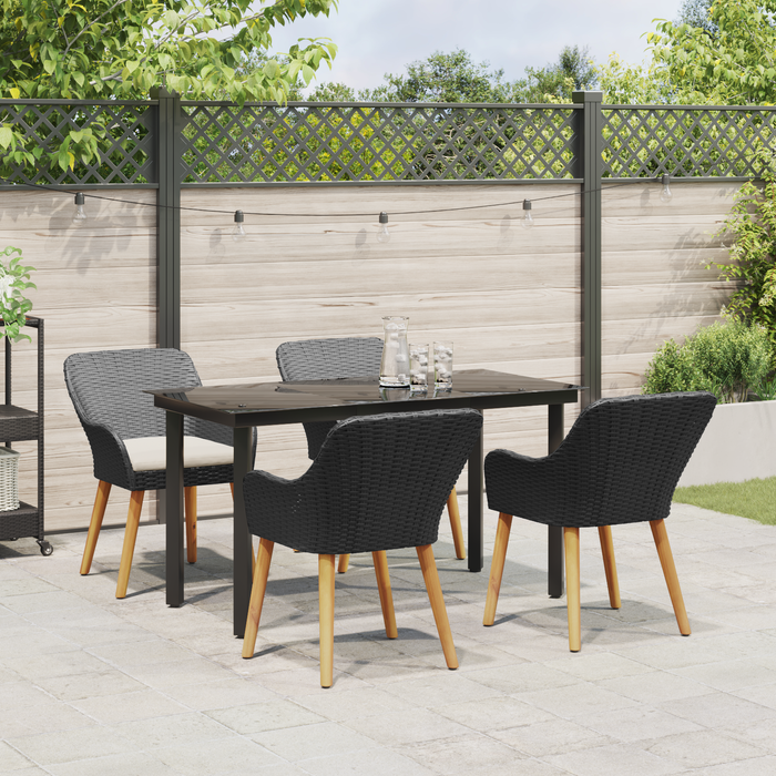 Set dining grădină 5 piese poliratan negru - WALTI WALTI