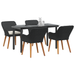 Set dining grădină 5 piese poliratan negru - WALTI WALTI