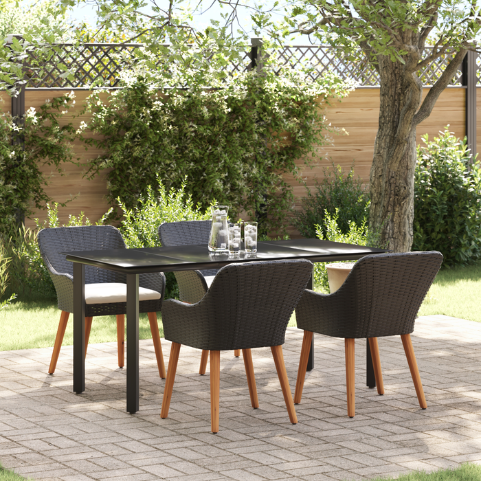 Set de dining de 5 piese Negru Poliratan - WALTI WALTI